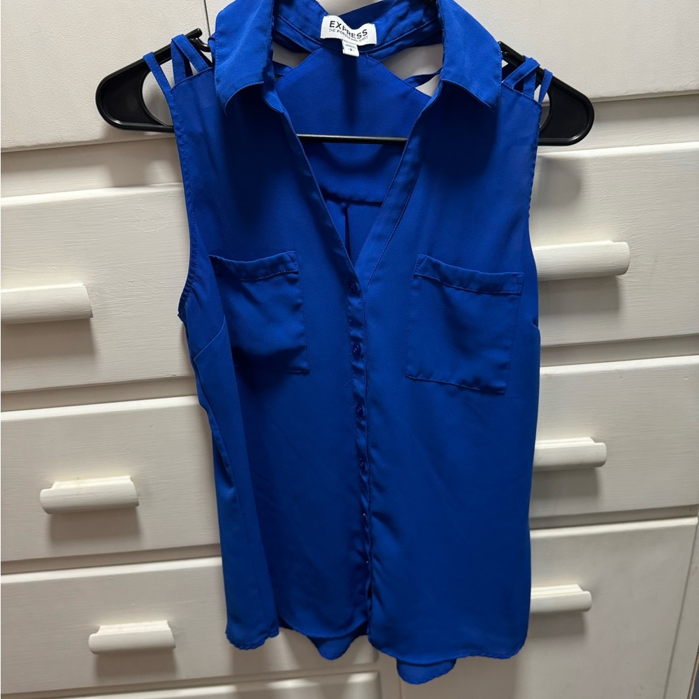 Express Royal Blue Sleeveless Blouse